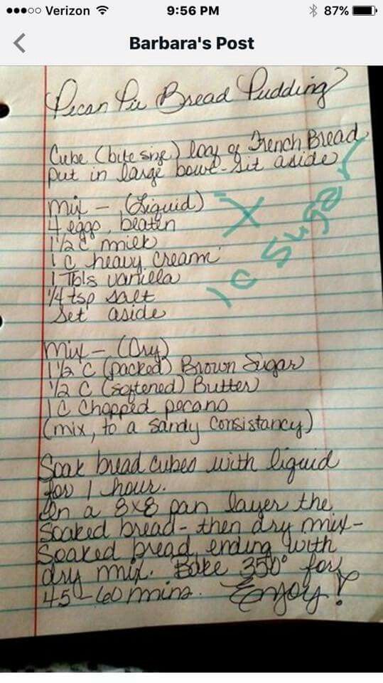 a handwritten recipe for barbara's post