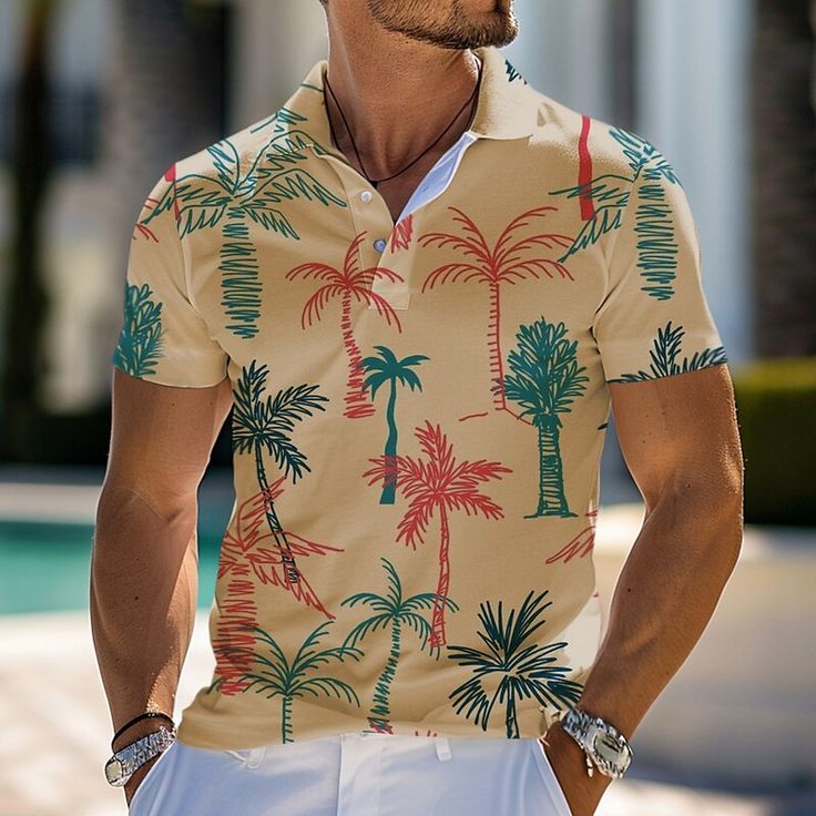 Season:Spring  Summer; Fabric:Polyester; Sleeve Length:Short Sleeve; Look After Me:Wash separately,Hand wash,Machine wash; Gender:Men's; Style:Resort,Casual; Elasticity:Micro-elastic; Tops Type:Golf Polo; Occasion:Outdoor,Daily Wear,Streetwear; Age Group:Adults; Pattern:Palm Tree,Floral Botanical,Tropical; Design:3D,Print; Neckline:Turndown; Brand:OUKU; Listing Date:04/10/2024; Print Type:3D Print Fitted Collared Tops For Beach Season, Multicolor Cotton Tops With Palm Tree Print, Casual Multicolor Tops With Palm Tree Print, Tropical Wear, Hawaiian Polo, Resort Casual, Streetwear Spring, Collared Shirts, Yellow Springs