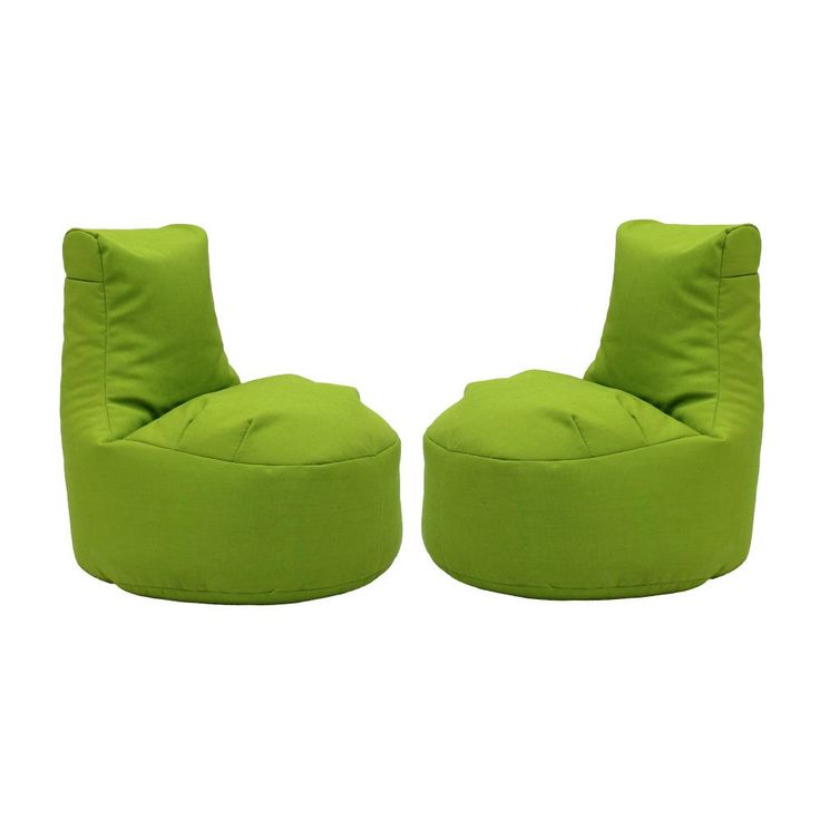 pair of lime green bean bag chairs