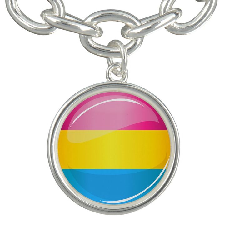 Glossy Round Pansexual Pride Flag Charm Bracelet, Adult Unisex, Size: Large, Gold / Deep Sky Blue / Light Pink Cozy Dorm, Flag Bracelet, Pansexual Flag, Pride Jewellery, Lgbtq Flags, Pansexual Pride, Pride Parade, Lgbtq Pride, Pride Flag