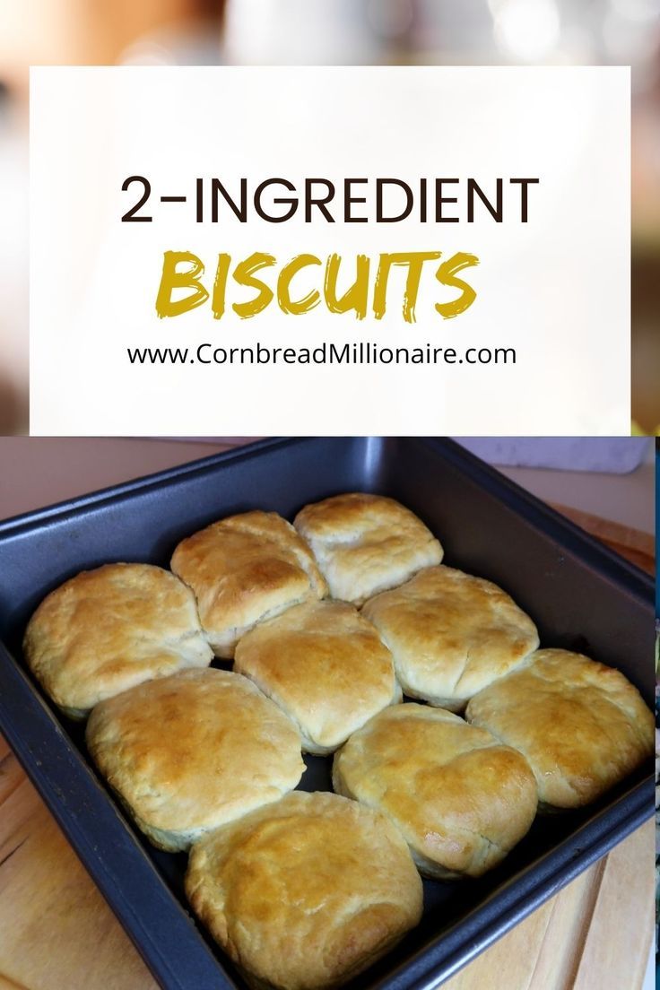 several different pictures of biscuits in a pan with the words 2 - ingredient biscuits