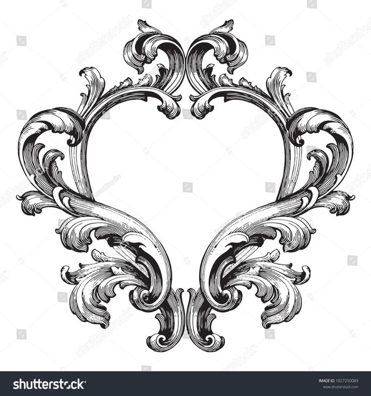 an ornate frame in the shape of a heart