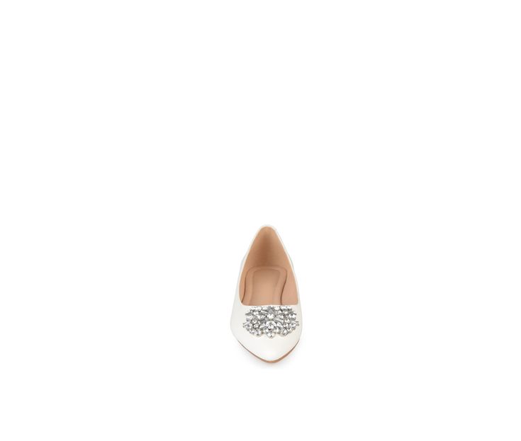 Step into elegant style with the Renzo flat by Journee Collection. These flats feature jeweled clusters on a pointed toe style which compliments the sleek silhouette. Padded insoles create a comfortable fit to complete the design. Faux leather upper,Slip-on entry,Approx. 1/2 inch heel,Classic pointed toe,Padded insole for added comfort,Synthetic outsole,Gemstone cluster accent for added flair | Women's Journee Collection Renzo Flats in Ivory Size 10 Medium Embellished Flats With Flat Heel For Formal Occasions, Spring Formal Embellished Ballet Flats, Spring Embellished Formal Flats, Elegant Embellished Ballet Flats For Formal Occasions, Embellished Pointed Toe Flats For Spring, Formal Pointed Toe Flats With Rhinestones, Spring Formal Flats With Rhinestones, Formal Embellished Flats With Low Heel, Embellished Pointed Toe Flats