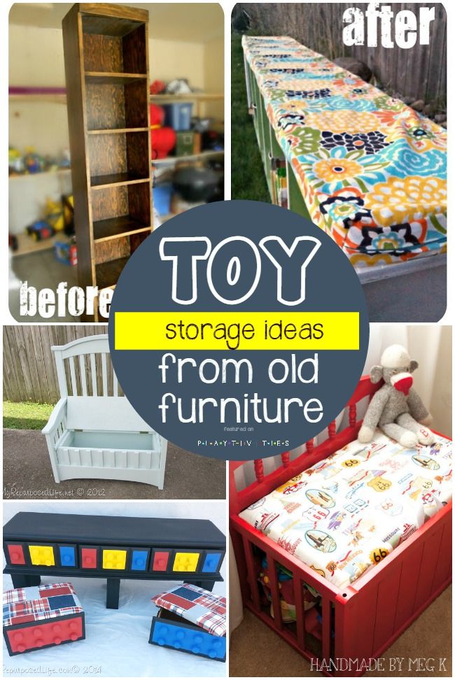 toy storage ideas from old furniture to playrooms, bookshelves and more