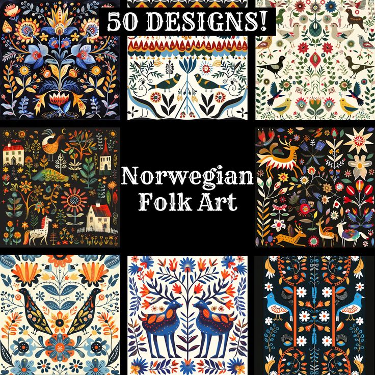 the norwegian folk art is featured in several different styles