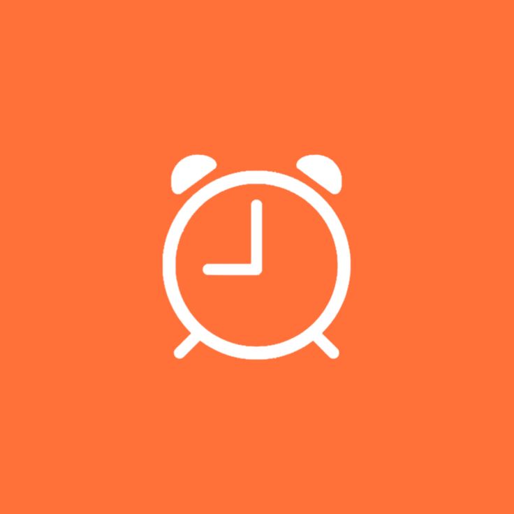 an orange background with a clock icon