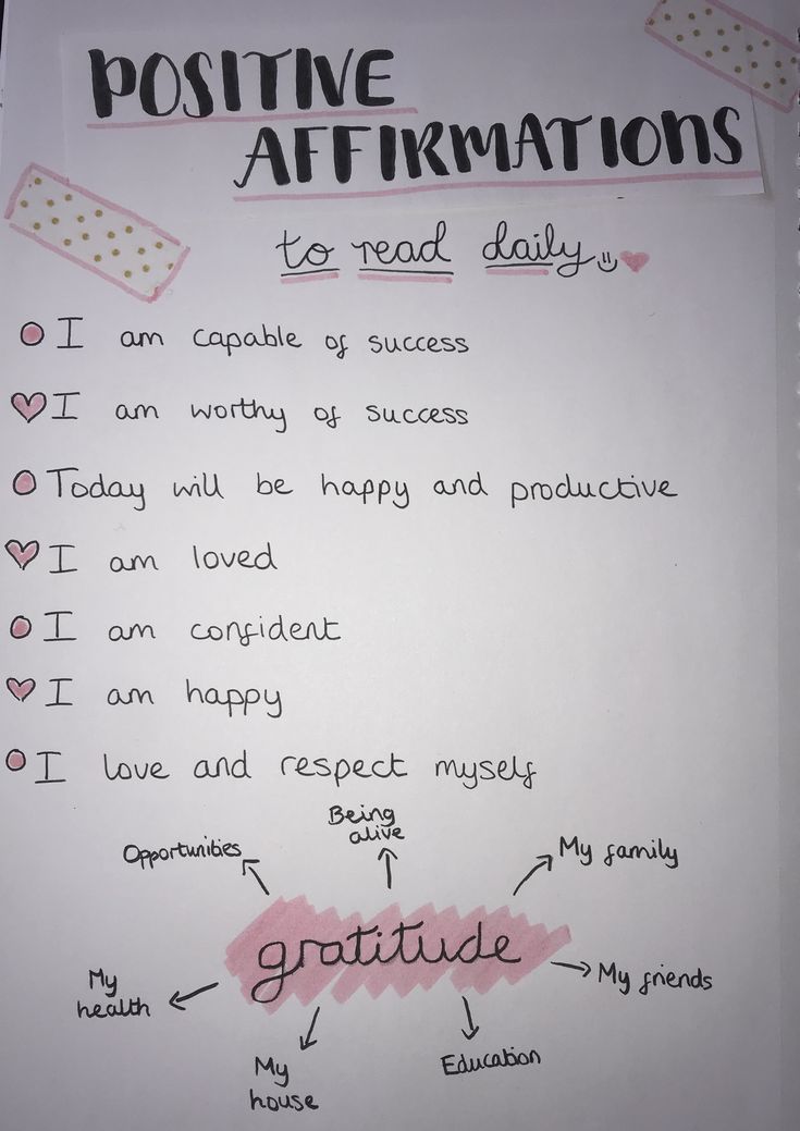 a white paper with writing on it that says positive affirmations to read daily