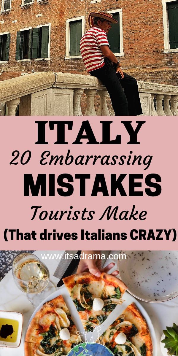 italy with text overlay that reads italy 20 embarrasing misstakes tourists make that drives italian crazy