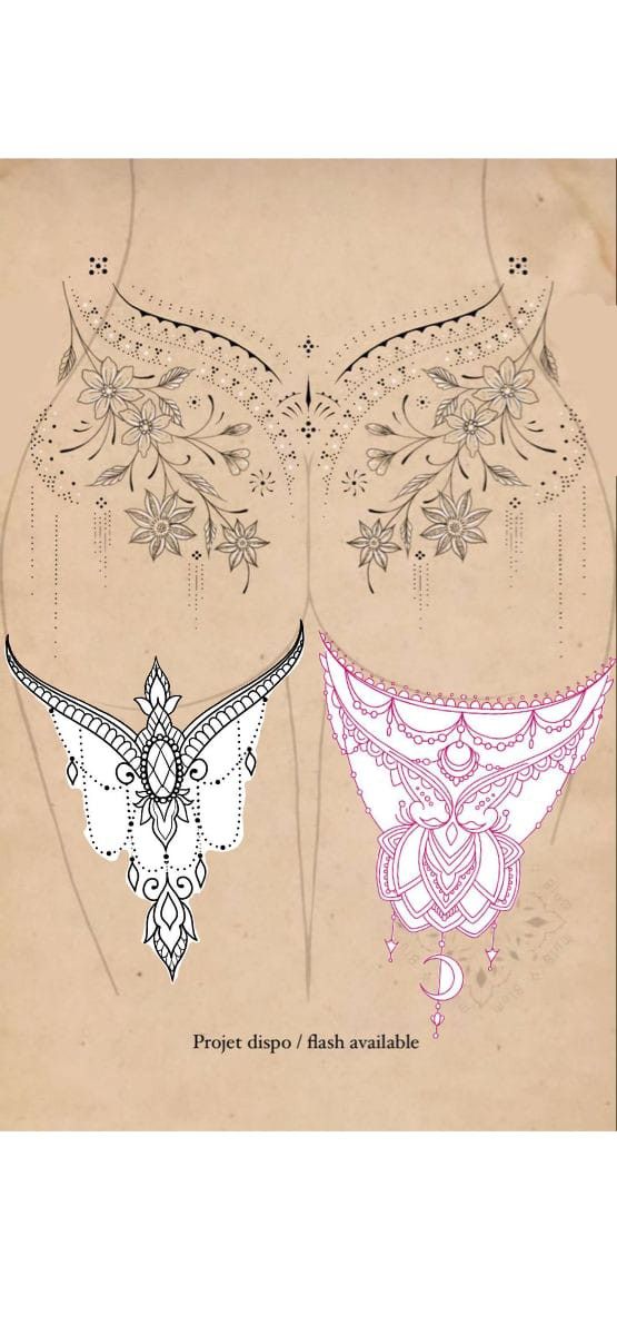 two bras with different designs on them