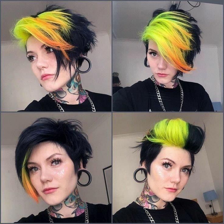 Dyed Bob, Hairstyles Tumblr, Neon Hair Color, Rocker Hair, Creative Hair Color, Goth Hair, Neon Hair, Tumblr Hair, Gorgeous Hair Color