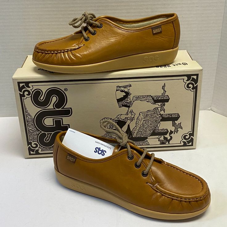 Sas Siest 40 British Tan Comfort Loafer. Genuine Leather. Made In The Usa Size 6.5 M Great Condition. Casual Brown Lace-up Loafers, Casual Brown Slip-on Oxfords, Casual Brown Moccasins With Almond Toe, Casual Brown Almond Toe Moccasins, Brown Casual Almond Toe Moccasins, Casual Boat Shoes With Almond Toe For Work, Casual Almond Toe Boat Shoes For Work, Casual Brown Almond Toe Boat Shoes, Casual Brown Boat Shoes For Fall