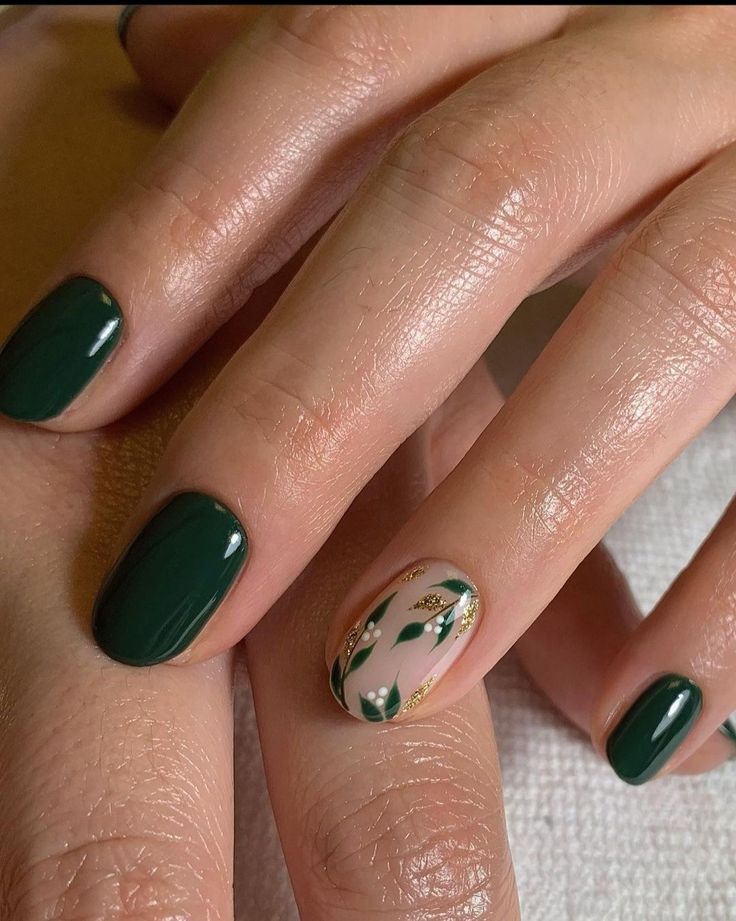 Emerald Nails, Green Nail Art, Simple Fall Nails, Fake Nails Designs, Nails Yellow, Nagel Tips, Simple Gel Nails, Makijaż Smokey Eye, Cute Gel Nails