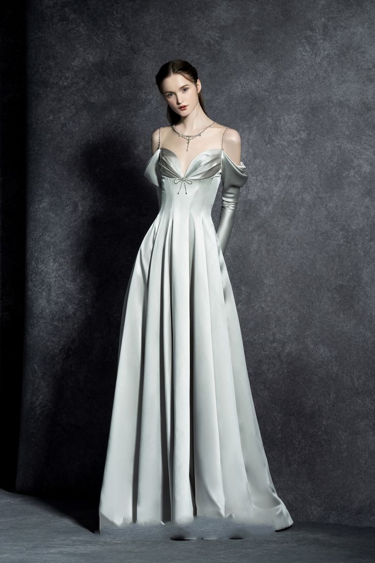 The Atelier Couture Eve Silver Gown | ModeSens The Atelier Couture, Look Gatsby, Victorian Poetry, Silver Gown, Prom Dress Inspiration, Fantasy Gowns, Fairytale Dress, Dreamy Dress, Dress Inspo