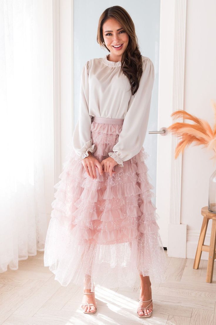 Neesees Dresses, Lilac Color, Nude Color, Pleated Midi Skirt, Pleated Skirt, Tulle Skirt, Midi Skirt, Lilac, Fairy Tales