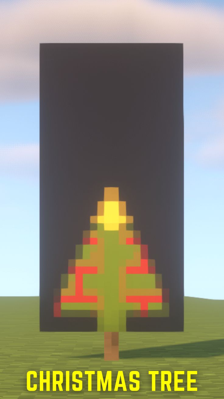 a pixelated christmas tree in the middle of a field