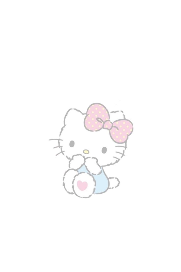 an image of a hello kitty holding a baby blue pacifier in her hand and wearing a pink bow