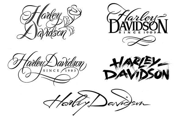 six different types of lettering that are handwritten in black and white, with the words harry