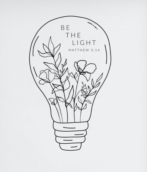 a light bulb with flowers in it and the words be the light written on it