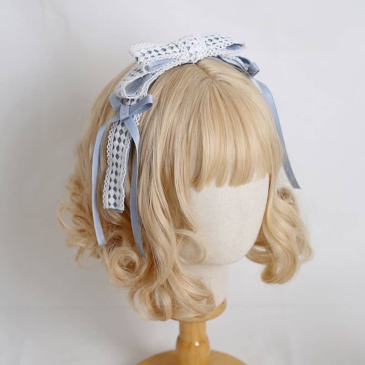 Option: Bow Lace plaid Handmade bear headband. Costume Headband With Ears, Cute Adjustable Headband, Adjustable Harajuku Headband, Bear Headband, Lolita Dress, Bow Headband, Headdress, No. 2, Wigs