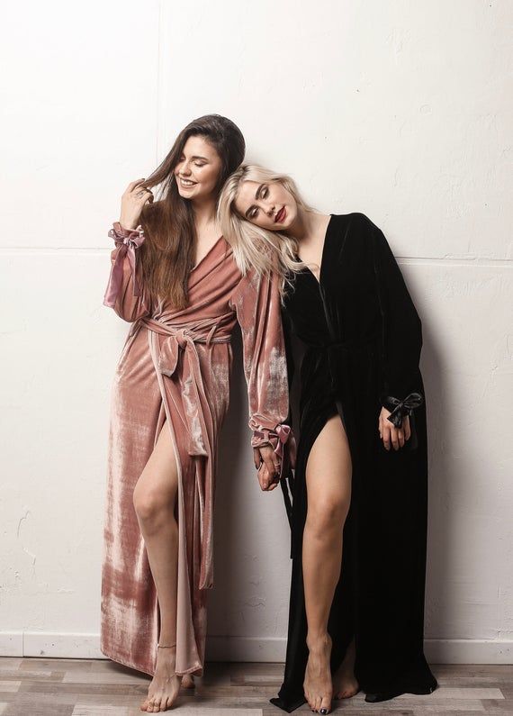 Velour long robe - fabric - 20% viscose, 80% polyester- long sleeves (60 cm = 23 inch)- satin ties on wrists- tie waist (velour belt)- open frontRegular size - hips up to 107 cm (42 inch)Plus size - hips more than 107 cm (42 inch)IF YOU NEED +SIZE, PLEASE, WRITE US!Your order is packed in an eco-pack of 100% cotton. This bag is convenient for storing and washing our productShipping terms:Delivery to Europe - 1-2 weeksDelivery to USA, UK 1-3 weeksAustralia, Canada - 2-4 weeks Warm Robe, Long Silk Nightgown, Long Bridal Robe, Womens Robe, Winter Robes, Lace Bridal Robe, Plus Size Robes, Velour Dress, Wedding Robe