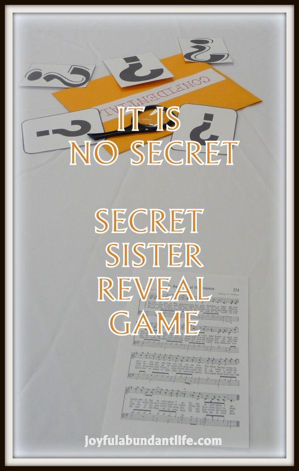 the secret sister reveal game is shown with notes and music sheets on top of it