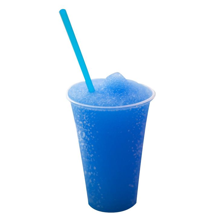 a blue drink with a straw in it