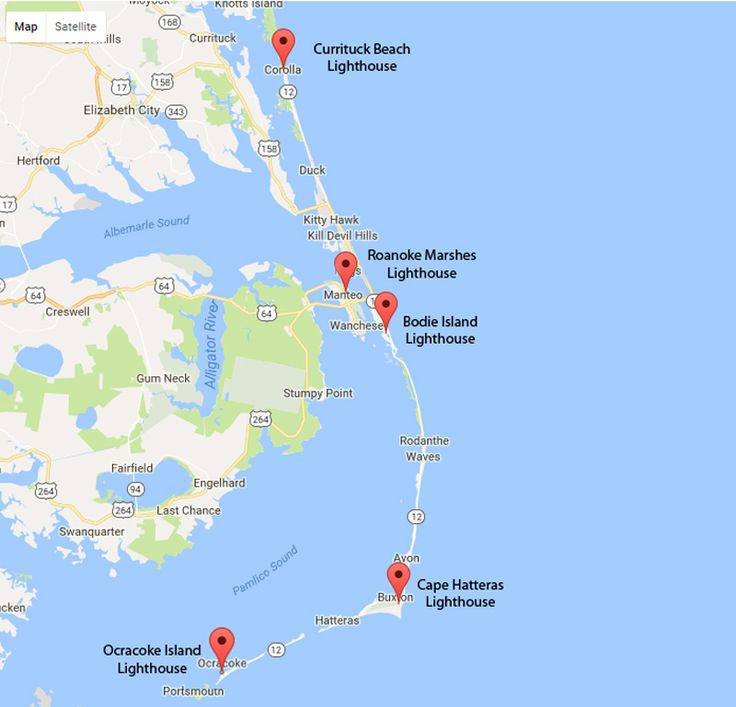 a map showing the locations of several lighthouses in rhode, including cape hatteras lighthouse