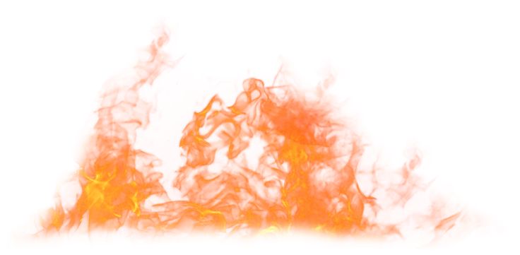 an orange and yellow fire in the middle of some snow covered trees on a white background