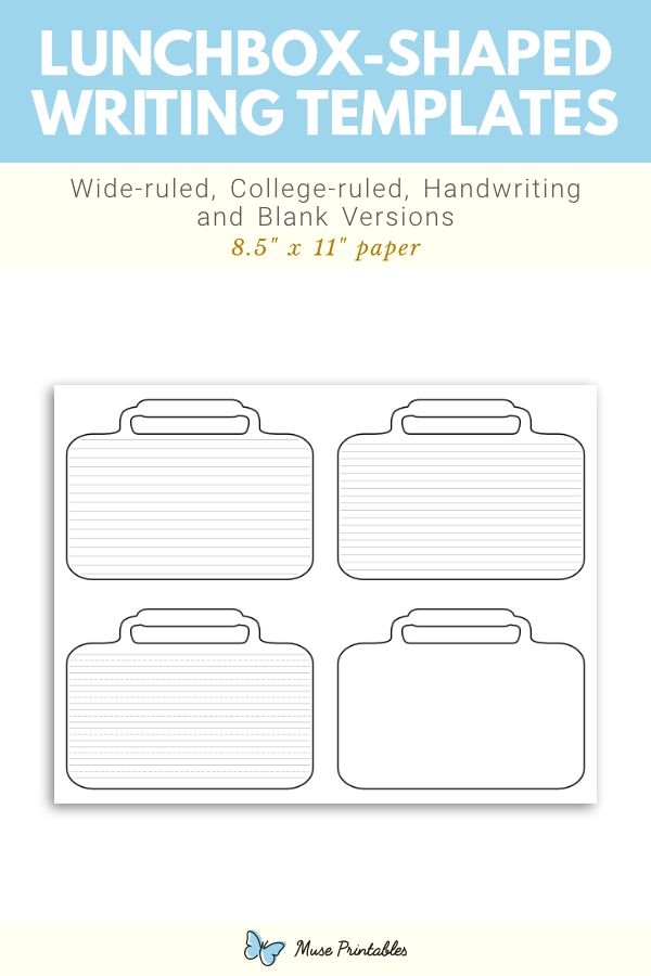 the lunchbox shaped writing template is shown