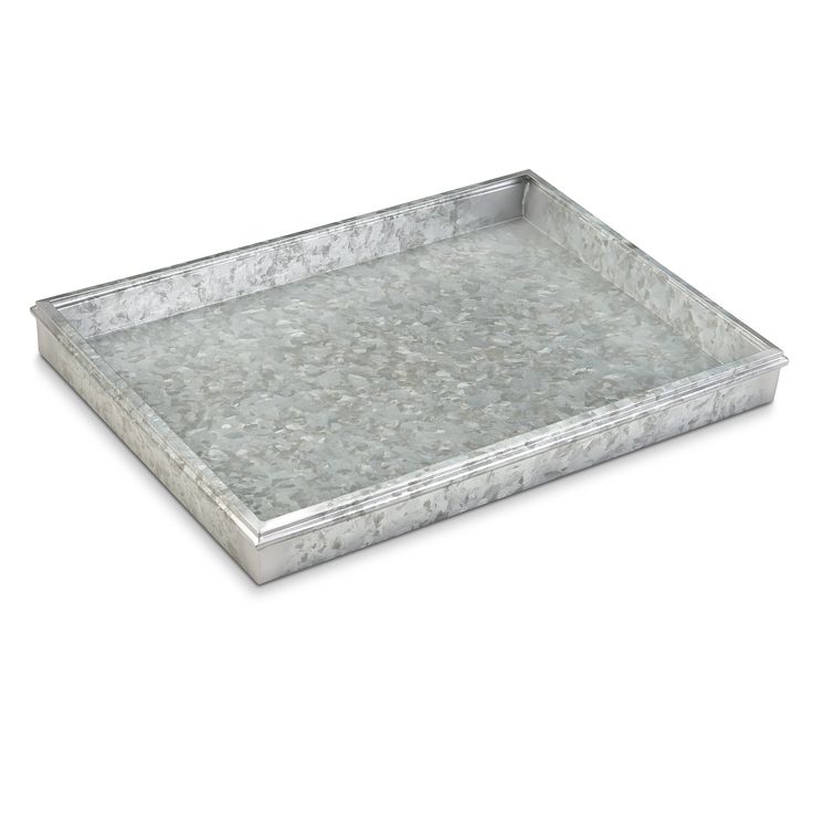 Classic design compliments all decor. Perfect for apartments, condos, and smaller spaces. Dimensions: 20inL x 14inW x 2inH. Good Directions Gray Galvanized Steel Rectangular Indoor or Outdoor Boot Tray in Gray/Silver | 4220GAL Shoe Tray, Boot Tray, Garden Poles, Entryway Mudroom, Outdoor Boots, Classic Boots, Pet Bowls, Rug Material, Galvanized Steel