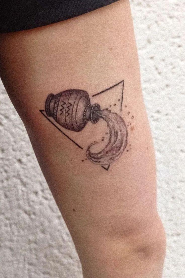 a tattoo on the leg of a person with a cup and saucer in it