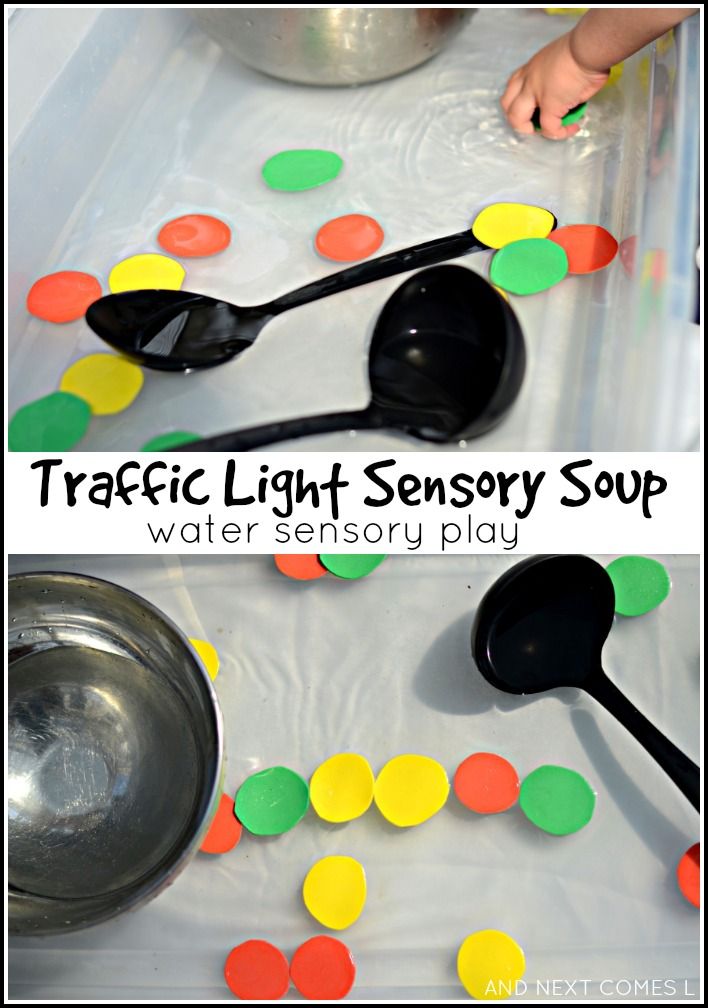 this is an image of a tray with spoons on it and the words tracic light sensory soup