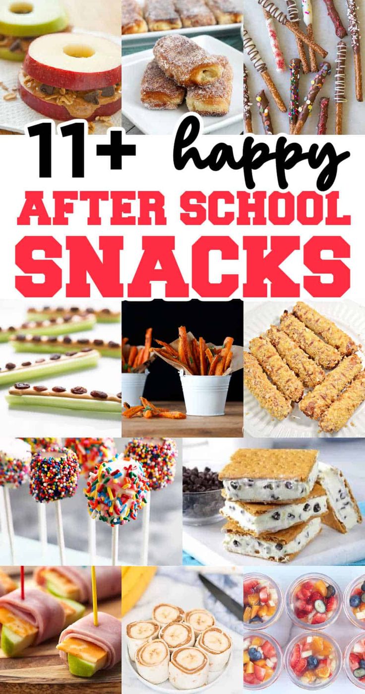 an image of after school snacks with text overlay