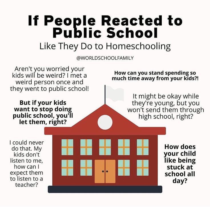 a red school building with the words if people react to public school like they do homeschooling