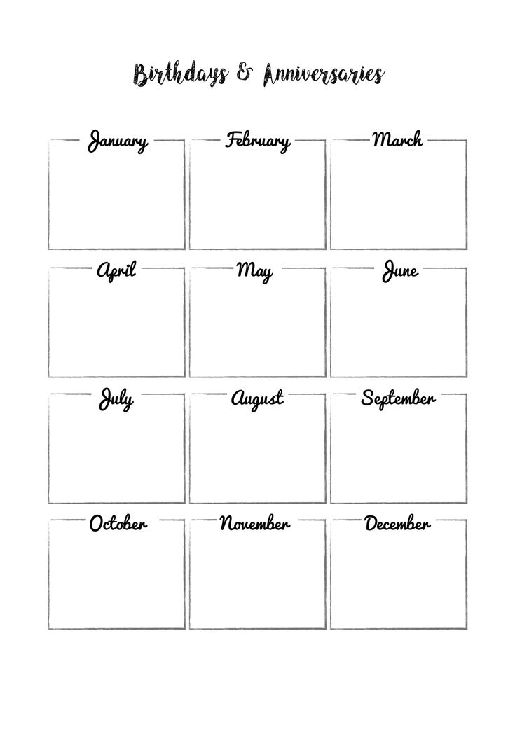 the printable birthday and anniversary calendar