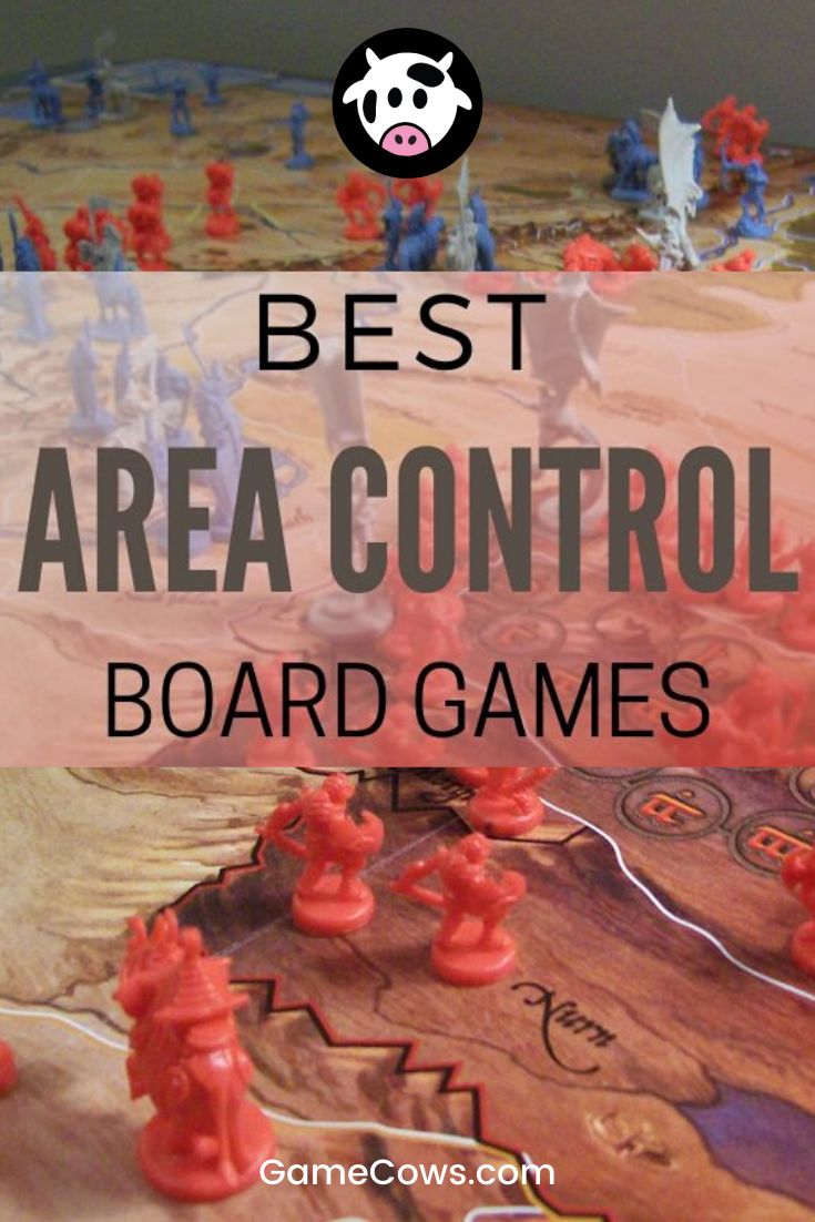 a board game with the words best area control board games on it and an image of red