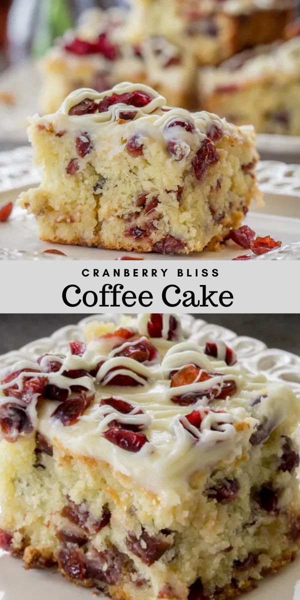 cranberry bliss coffee cake on a white plate