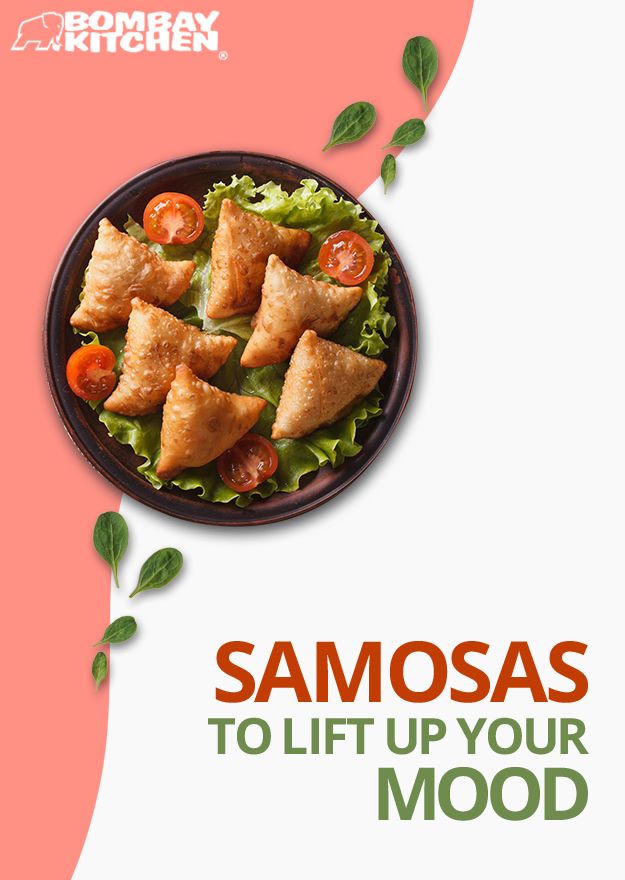 samosas to lift up your mood on the cover of an advertiser's brochure