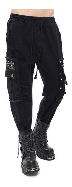 Black Punk Style Jeans For Festivals, Black Punk Jeans For Festival, Edgy Black Festival Jeans, Black Grunge Jeans For Festival, Black Grunge Pants For Festival, Black Gothic Jeans For Alternative Fashion, Emo Style Bottoms With Pockets For Concerts, Emo Bottoms With Pockets For Concerts, Rock Style Black Bottoms With Pockets