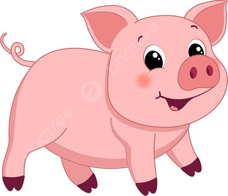 a pink pig standing on its hind legs