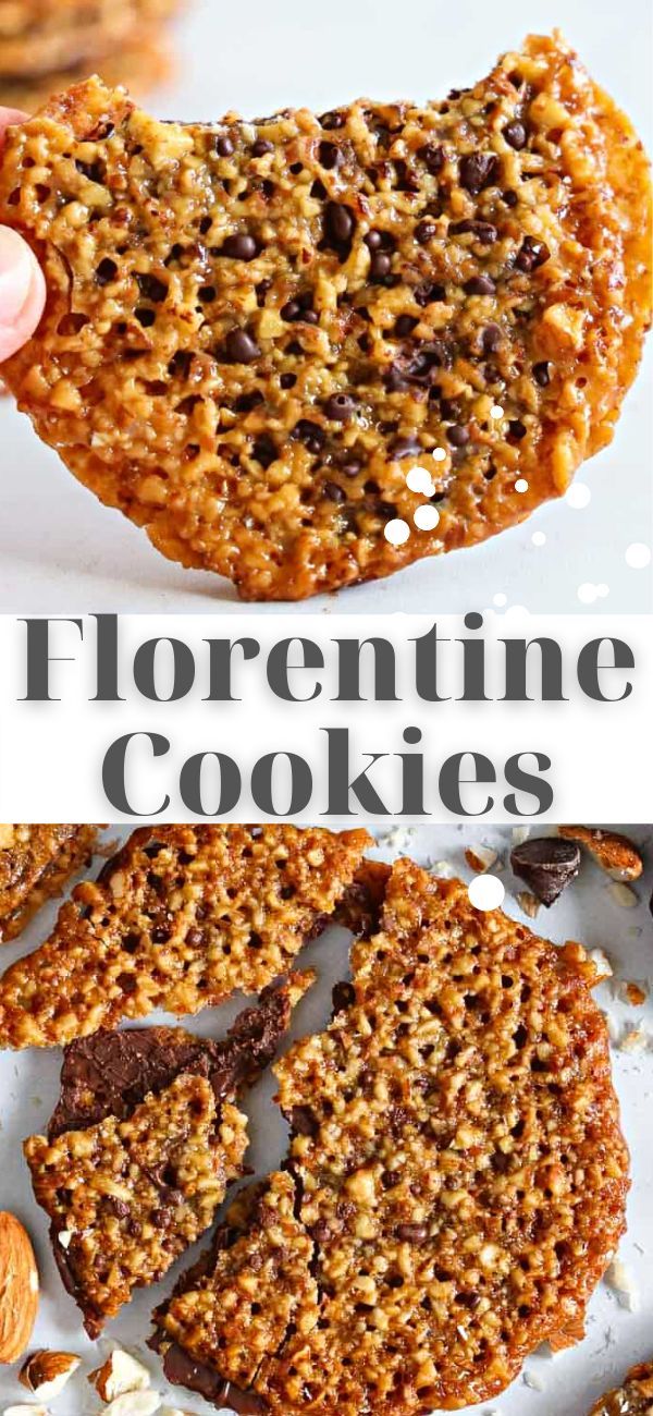 a person holding a cookie in their hand with the words florentine cookies above it