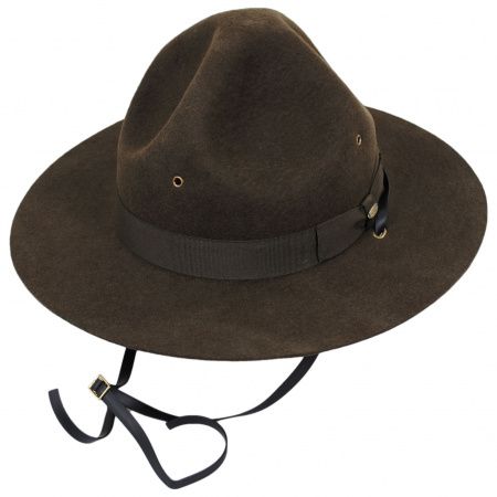 Scala Wool Campaign Hat with Adjustable Chin Strap View All Drill Instructor, Baden Powell, Smokey Bear, Smokey The Bears, Cheap Vinyl, Bear Hat, Adventure Style, Vintage Boys, Leather Hats