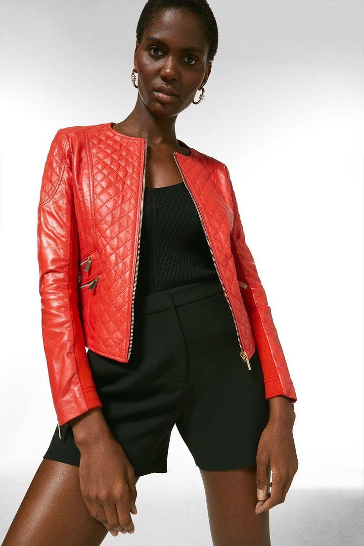 Like A Fine Wine, Our Leather Jackets Just Get Better With Age. Transcending Trends, This One Promises An Essential Urban Edge To Every Outfit. Designed In Butter-Soft Quilted Leather With Immaculate Attention To Detail, The Piece Features A Zip Front, Zip Pockets And Zip Cuffs, Staying True To Its Biker-Inspired Roots. Elegant Leather Jacket For Night Out, Quilted Fitted Biker Jacket With Long Sleeves, Chic Formal Leather Jacket With Zipper Closure, Chic Formal Leather Jacket With Zipper, Fitted Quilted Biker Jacket With Long Sleeves, Spring Formal Leather Jacket With Zipper Closure, Chic Formal Biker Jacket For Spring, Elegant Fitted Biker Jacket For Spring, Designer Fitted Biker Jacket With Zipper Closure