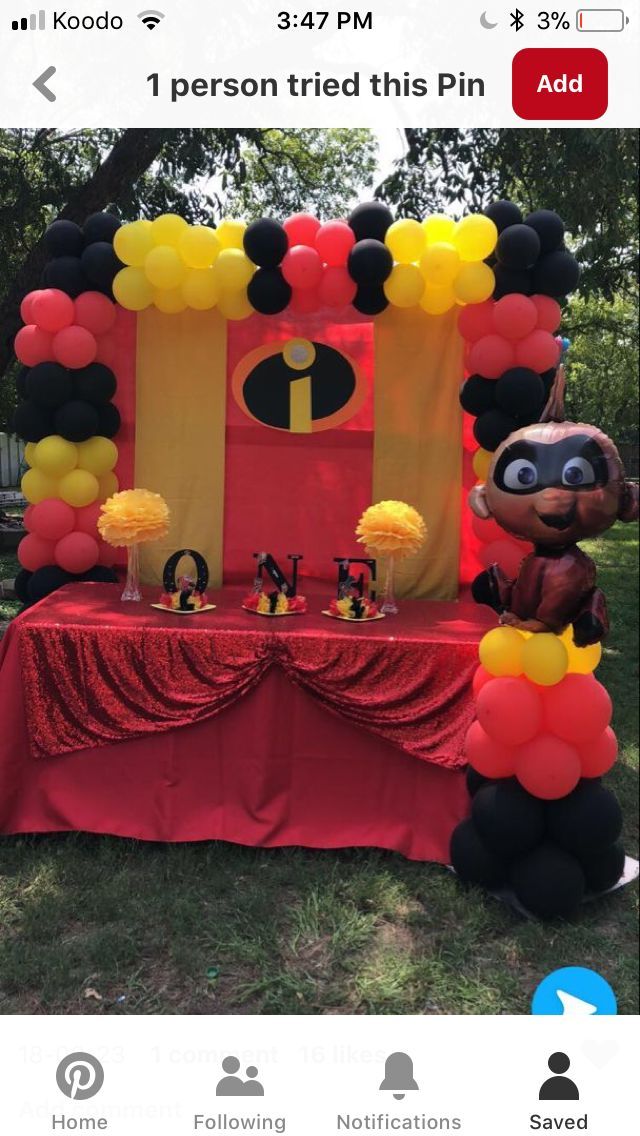 the balloon arch is decorated with black, yellow and red balloons for an incredible birthday party