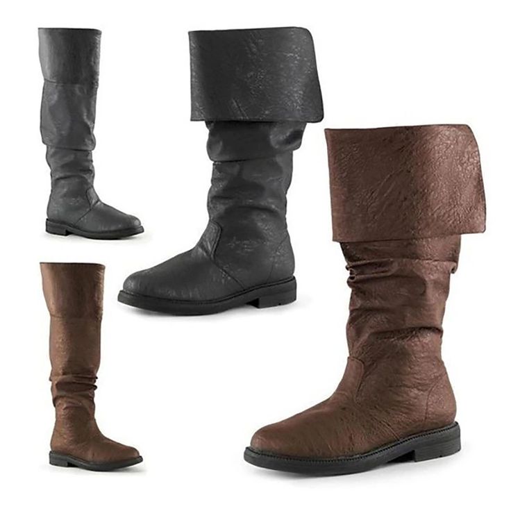 Medieval Renaissance Shoes Knee High Boots Flat Jazz Boots Pirate Viking Men's Cosplay Costume Masquerade Party / Evening Shoes 2023 - US $42.99 Pirate Knee High Boots, Pirate Boots, Shoes Trends, Knee High Boots Flat, Pu Boots, Low Heel Boots, Fashion Shoes Flats, Vintage Mens Fashion, Mens Leather Boots