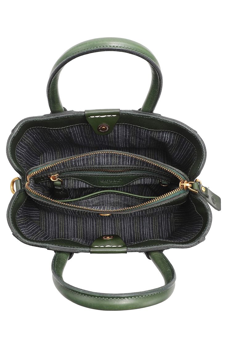 Convertible straps offer versatile carrying of this structured mini tote that's shaped from buttery-soft leather. Exterior slip pocket Interior zip compartments Lined Leather Imported Green Shoulder Bag With Zipper Closure And Double Handle, Green Satchel With Adjustable Strap For On-the-go, Versatile Green Top Handle Satchel, Green Top Handle Bag With Zipper Closure, Green Top Handle Bag With Zipper, Green Handheld Leather Bag, Green Double Handle Satchel, Versatile Green Satchel With Top Carry Handle, Green Satchel With Top Carry Handle For Shopping