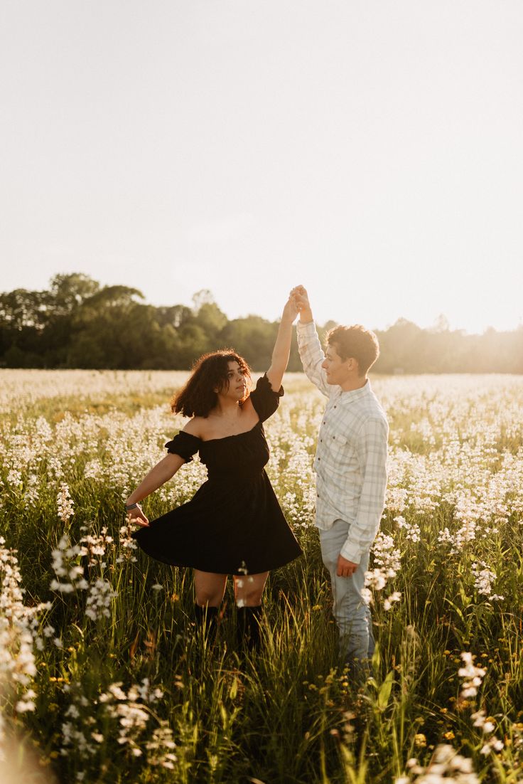 Wild flower field engagement session, couples session, wild flower field photos, cottagecore, golden hour photos, Philly engagement photographer, Philly engagement photos, adventure couples photographer Wild Flower Couple Photoshoot, Couples In Flower Field, Couple In Dandelion Field Aesthetic, Wild Flower Couple Pictures, Couple Running Through Field, Flower Field Pictures Couples, Engagement Shoot Flowers, Couple Flowers Photography, Flower Feild Pics Couple