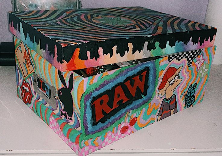 the box is decorated with different designs and colors