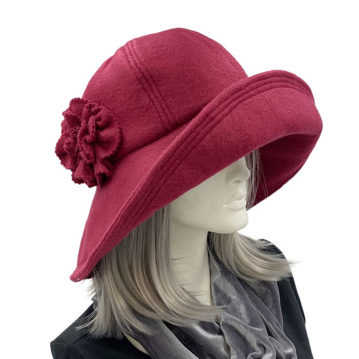 Wide Brim Winter Hats Women in Fleece | The Derby – Boston Millinery Flower Brooch Handmade, Wide Brim Hat Women, Bespoke Hats, Social Media Buttons, Hats Women, Ruffle Scarf, Brooch Handmade, Fleece Hat, Hat Style