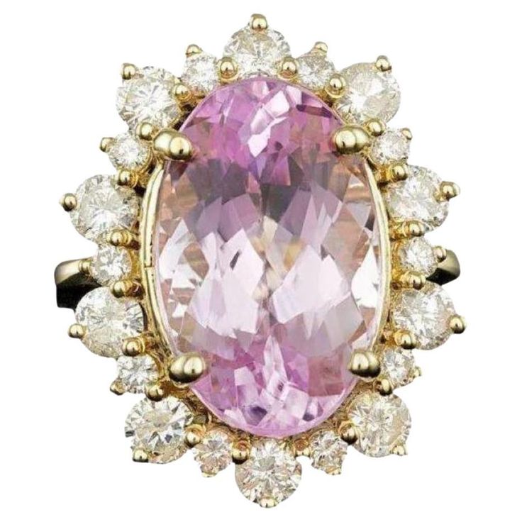 11.30 Carats Natural Kunzite and Diamond 14K Solid Yellow Gold Ring Total Natural Oval Cut Kunzite Weights: 9.90 Carats Kunzite Measures: 17.00 x 10.00 mm Natural Round Diamonds Weight: 1.40 Carats (color G-H / Clarity SI1-SI2) Ring size: 7 (free re-sizing available) Ring total weight: 8.4 grams Disclaimer: all weights, measurements and colors are approximate and may vary slightly from the listed dimensions or as seen in the image. All pictures are magnified to show the smallest of details. Plea Etsy Gold Ring, Diamond Cocktail Rings, Pretty Rings, 14k White Gold Ring, Natural Blue Sapphire, Yellow Gold Ring, Quality Diamonds, Solid Yellow, Womens Jewelry Rings